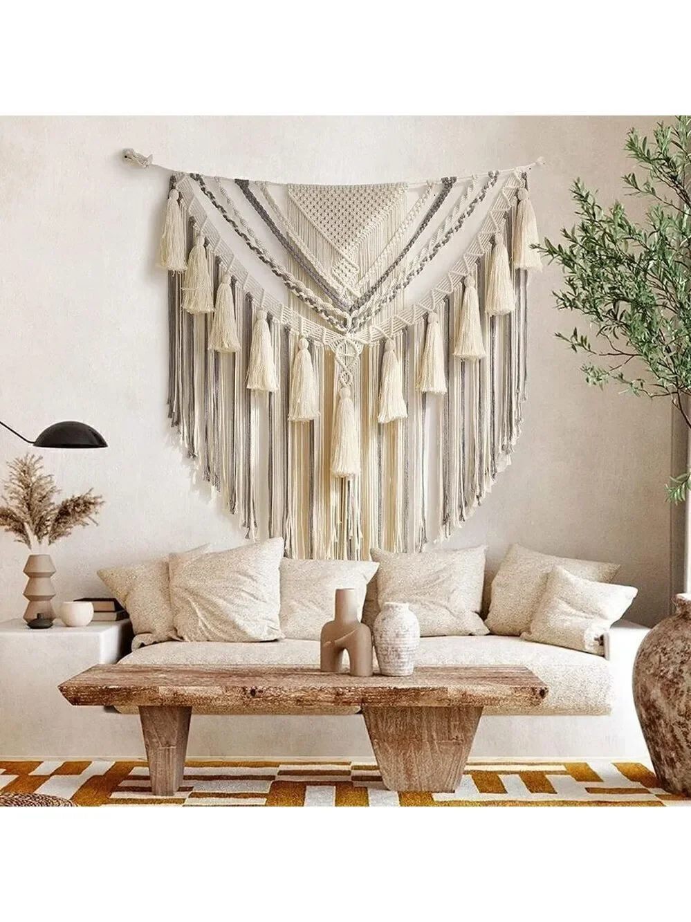 𝅺🆕 Macrame Wall Hanging Boho Crochet  Art Bohemian Chic Wall Decor NWT👑